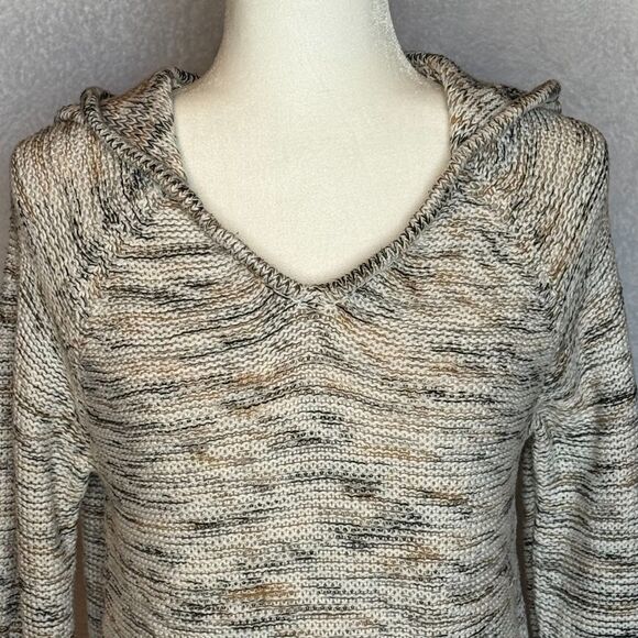 EDDIE BAUER Women's L Long Sleeve Hooded Pullover Sweater BOHO Kangaroo Pocket - Picture 2 of 16